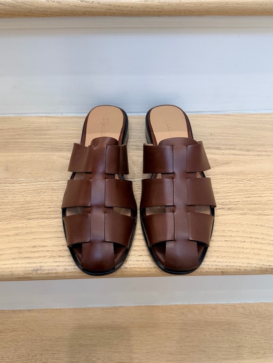 Shoes - MADEWELL Brown Leather Slide Sandals